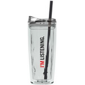 16 Oz. Clear Geo Tumbler Cup W/Straw